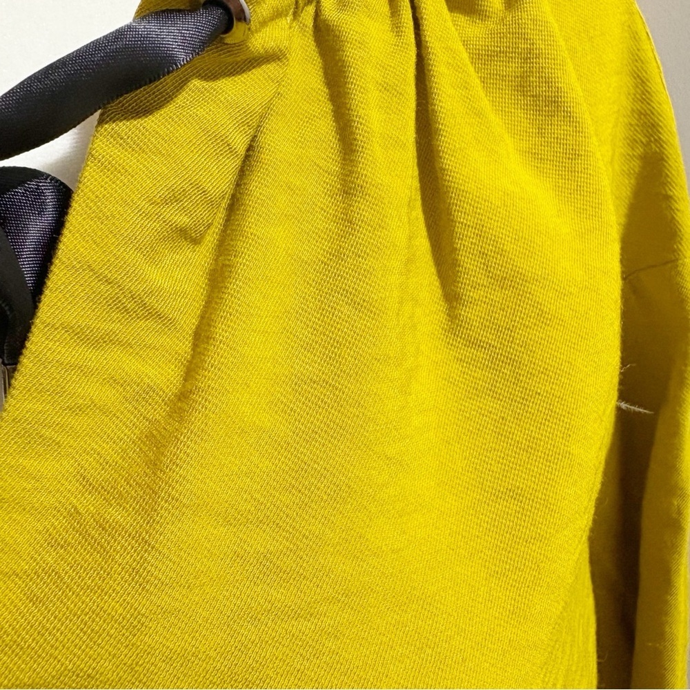 Cop. Copine Bino Blouse Olive Mustard Yellow Size Large XL Gathered Neckline - Picture 7 of 14